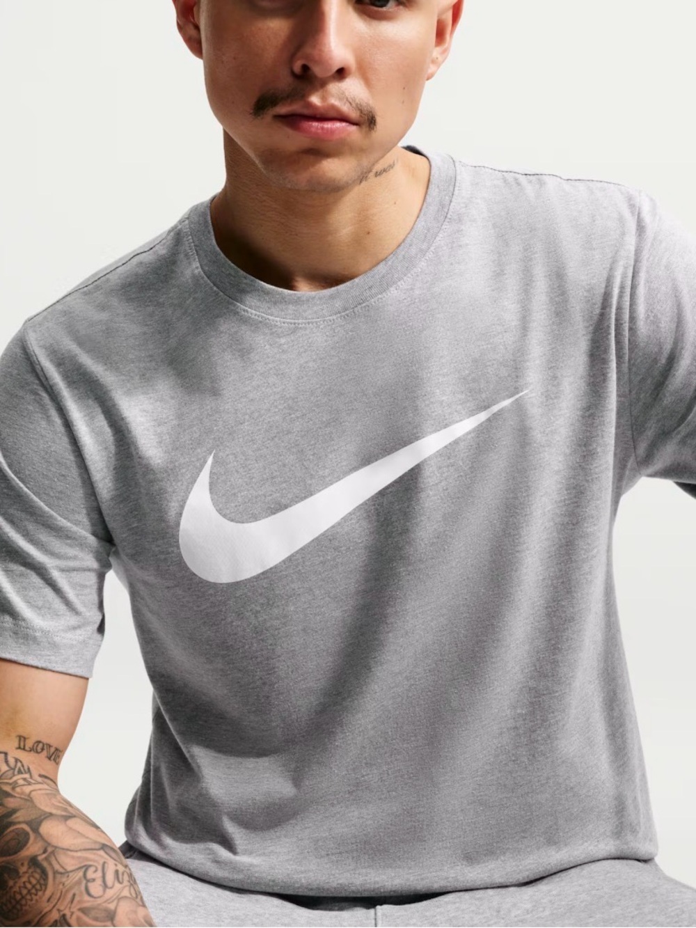 Nike Light Gray Short Sleeve Tee with White Swoosh